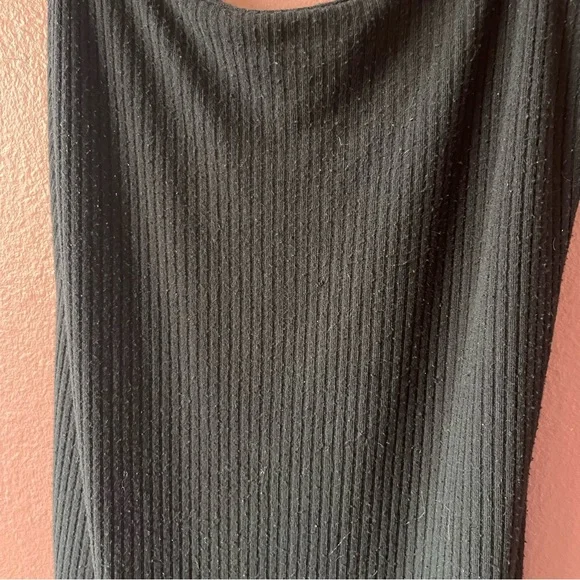 Abercrombie and Fitch Knit Midi Black Dress with Side Slits - Picture 7 of 8